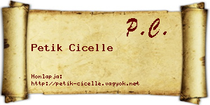 Petik Cicelle névjegykártya
